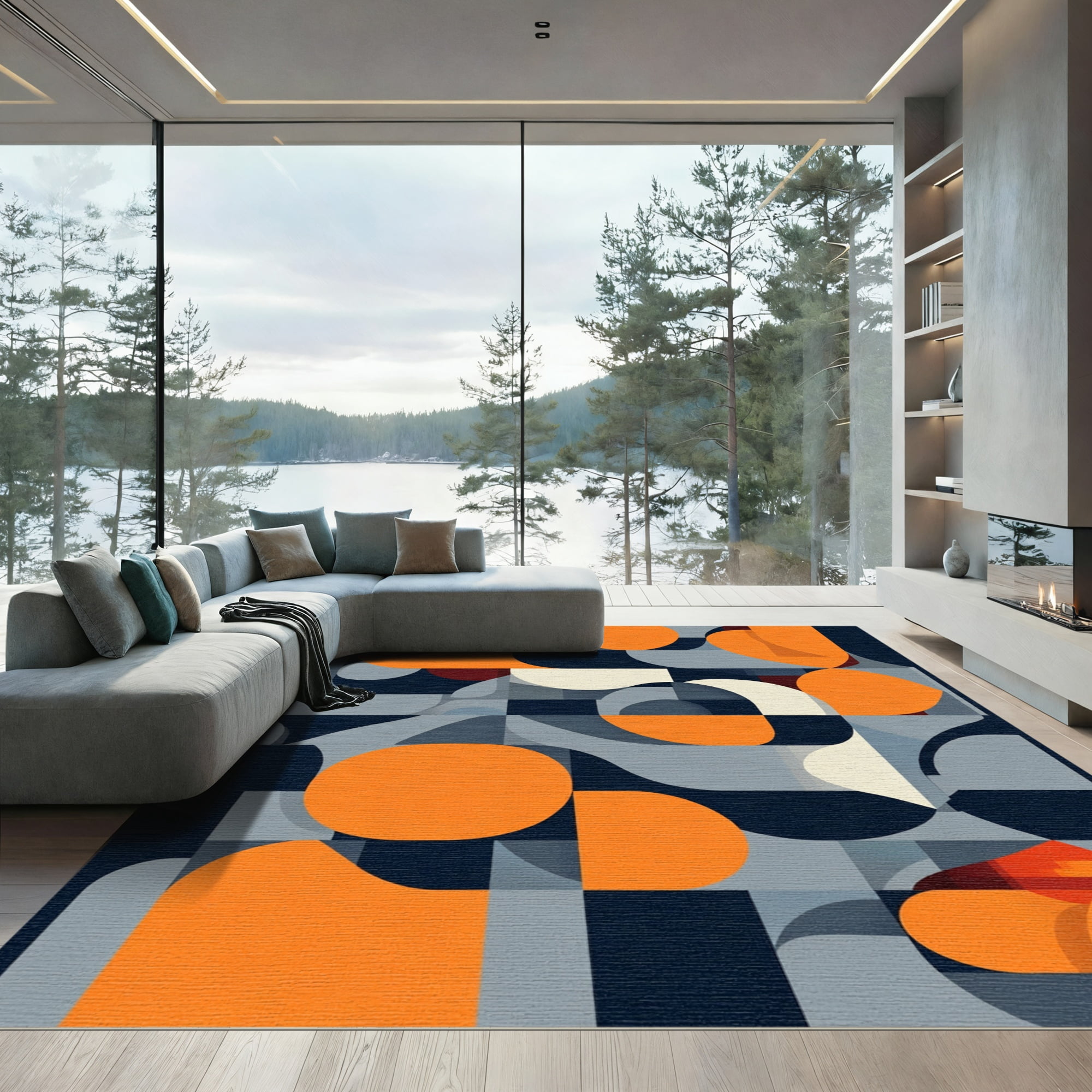 ODIKA 8x10 Machine Washable Non-Slip Area Rug, Artistic Mosaic Tile ...