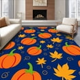 thumbnail image 1 of ODIKA 8'x10' Machine Washable Non-Slip Area Rug, Autumnal Gourd Welcome Entryway High Traffic Rug, Blue, 602209, 1 of 7
