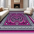 thumbnail image 1 of ODIKA 8'x10' Machine Washable Non-Slip Area Rug, Aztec Maze with Distinctive Zigzag Borders and Modern Abstract Flair High Traffic Rug, Pink, 701752, 1 of 7