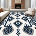 thumbnail image 1 of ODIKA 8'x10' Machine Washable Non-Slip Area Rug, Aztec Motif Indoor Non Skid High Traffic Rug, Navy, 524079, 1 of 7