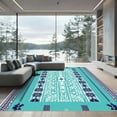 thumbnail image 1 of ODIKA 8'x10' Machine Washable Non-Slip Area Rug, Aztec Teal High Traffic Rug, Blue, 1075603, 1 of 7