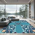 thumbnail image 1 of ODIKA 8'x10' Machine Washable Non-Slip Area Rug, Azure Bloom Wool High Traffic Rug with Pad, Blue, 924665, 1 of 8