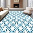 thumbnail image 1 of ODIKA 8'x10' Machine Washable Non-Slip Area Rug, Azure Trellis Accent High Traffic Rug with Pad, Blue, 343175, 1 of 8