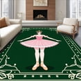 thumbnail image 1 of ODIKA 8x10 Machine Washable Non-Slip Area Rug, Ballerina Crochet Art Festive Handcraft High Traffic Rug with Pad, Green, 645911, 1 of 8