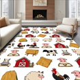 thumbnail image 1 of ODIKA 8'x10' Machine Washable Non-Slip Area Rug, Barnyard Farm Cow Pig Sheep Rooster Country Life Learning Cover High Traffic Rug with Pad, Red, 684474, 1 of 8