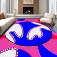 thumbnail image 1 of ODIKA 8'x10' Machine Washable Non-Slip Area Rug, Baseball Stitch Inspired Interlocking Motif with Festive Accents High Traffic Rug, Pink, 643555, 1 of 7