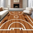 thumbnail image 1 of ODIKA 8'x10' Machine Washable Non-Slip Area Rug, Basketball Court Hardwood Floor Covering with Hoop Details High Traffic Rug with Pad, Brown, 672753, 1 of 8