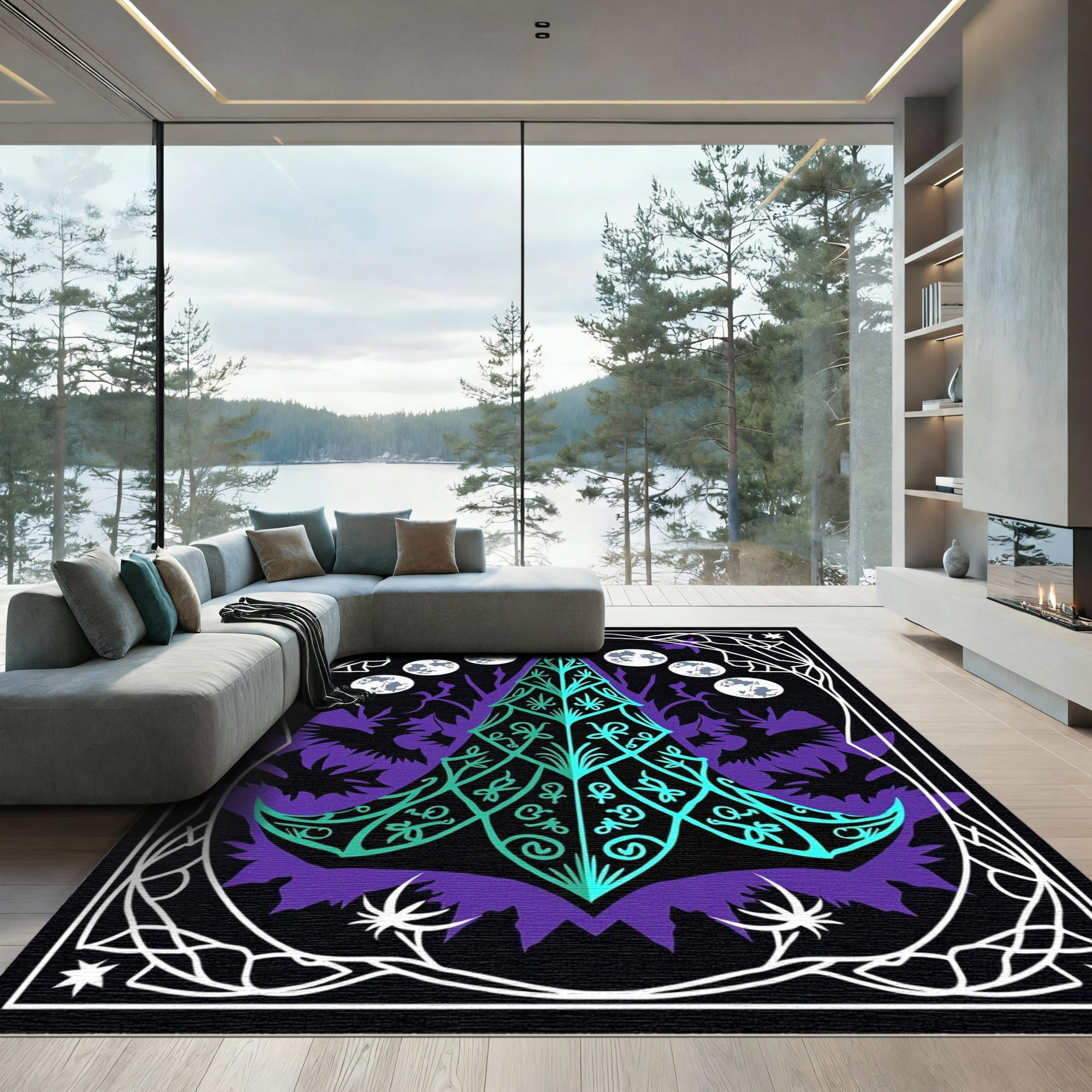 ODIKA 8x10 Machine Washable Non-Slip Area Rug, Bewitching Cone Shaped ...