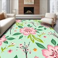 thumbnail image 1 of ODIKA 8'x10' Machine Washable Non-Slip Area Rug, Bohemian Garden Artwork Displaying Exotic Blooms High Traffic Rug, Pink, 539123, 1 of 7