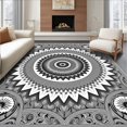 thumbnail image 1 of ODIKA 8'x10' Machine Washable Non-Slip Area Rug, Bohemian Starburst Radial Tasseled Masterwork High Traffic Rug, Black, 591933, 1 of 7