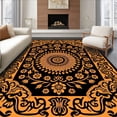 thumbnail image 1 of ODIKA 8'x10' Machine Washable Non-Slip Area Rug, Boho Botanical Luxe Jewel Flourish Grandeur High Traffic Rug with Pad, Black, 579018, 1 of 8