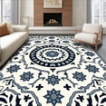thumbnail image 1 of ODIKA 8'x10' Machine Washable Non-Slip Area Rug, Boho Luxe Interlocking Medallion High Traffic Rug, Blue, 555874, 1 of 7