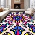 thumbnail image 1 of ODIKA 8'x10' Machine Washable Non-Slip Area Rug, Boho Medley Interlocking Motifs With Kaleidoscopic Floral Filigree High Traffic Rug with Pad, Pink, 444440, 1 of 8