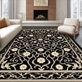 thumbnail image 1 of ODIKA 8'x10' Machine Washable Non-Slip Area Rug, Boho Scrollwork Lattice Featuring Intricate Floral High Traffic Rug, Black, 334231, 1 of 7