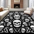 thumbnail image 1 of ODIKA 8'x10' Machine Washable Non-Slip Area Rug, Bone Collector Macabre Floor with Death Head Imagery High Traffic Rug with Pad, Black, 654874, 1 of 8