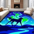 thumbnail image 1 of ODIKA 8x10 Machine Washable Non-Slip Area Rug, Borealis Pillow Kit with Northern Lights Inspired Art High Traffic Rug with Pad, Blue, 645768, 1 of 8