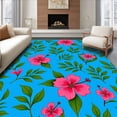 thumbnail image 1 of ODIKA 8x10 Machine Washable Non-Slip Area Rug, Botanical Cascade with Vibrant Fern and Blossom High Traffic Rug with Pad, Blue, 545277, 1 of 8