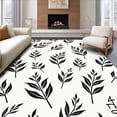 thumbnail image 1 of ODIKA 8'x10' Machine Washable Non-Slip Area Rug, Botanical Leaf Branch Aesthetic Indoor Floor High Traffic Rug, Black, 465405, 1 of 7