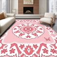 thumbnail image 1 of ODIKA 8'x10' Machine Washable Non-Slip Area Rug, Botanical Medallion Petal Motif with Flourish Accents High Traffic Rug, Pink, 565322, 1 of 7