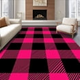 thumbnail image 1 of ODIKA 8'x10' Machine Washable Non-Slip Area Rug, Buffalo Check Featuring Festive Evergreen Truck and Tartan Plaid High Traffic Rug, Pink, 651788, 1 of 5