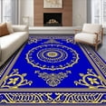 thumbnail image 1 of ODIKA 8'x10' Machine Washable Non-Slip Area Rug, Burst Indoor with Intricate Medallion Design High Traffic Rug with Pad, Blue, 485801, 1 of 8