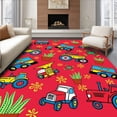 thumbnail image 1 of ODIKA 8'x10' Machine Washable Non-Slip Area Rug, Busy Farm Scene with Pull Back Tractors and Friendly Animal Figures High Traffic Rug, Red, 685854, 1 of 7