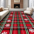 thumbnail image 1 of ODIKA 8'x10' Machine Washable Non-Slip Area Rug, Cane Patchwork Plaid with Festive Snowflake Motifs High Traffic Rug, Red, 731734, 1 of 7