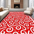 thumbnail image 1 of ODIKA 8'x10' Machine Washable Non-Slip Area Rug, Cane Stripe Festive with Peppermint Swirl Holiday Theme High Traffic Rug with Pad, Red, 621780, 1 of 8