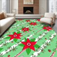 thumbnail image 1 of ODIKA 8'x10' Machine Washable Non-Slip Area Rug, Cane Stripe Poinsettia Blossom High Traffic Rug, Red, 738554, 1 of 7