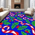 thumbnail image 1 of ODIKA 8'x10' Machine Washable Non-Slip Area Rug, Cane Swirl Latch Hook with Festive Berries Motif High Traffic Rug with Pad, Blue, 647907, 1 of 8