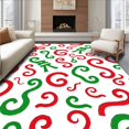 thumbnail image 1 of ODIKA 8'x10' Machine Washable Non-Slip Area Rug, Cane Swirl Motif Latch Hook with Festive Ribbon High Traffic Rug, Red, 647925, 1 of 7