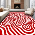 thumbnail image 1 of ODIKA 8'x10' Machine Washable Non-Slip Area Rug, Cane Swirl Welcome Peppermint Stripe Holiday Doormat High Traffic Rug with Pad, Red, 747100, 1 of 8