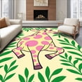 thumbnail image 1 of ODIKA 8'x10' Machine Washable Non-Slip Area Rug, Cartoon Giraffe Adventure Safari Animal Play High Traffic Rug, Yellow, 721506, 1 of 7