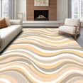 thumbnail image 1 of ODIKA 8x10 Machine Washable Non-Slip Area Rug, Cascading Wave Plush Floor with Flowing Ocean Inspired High Traffic Rug with Pad, Beige, 471877, 1 of 8