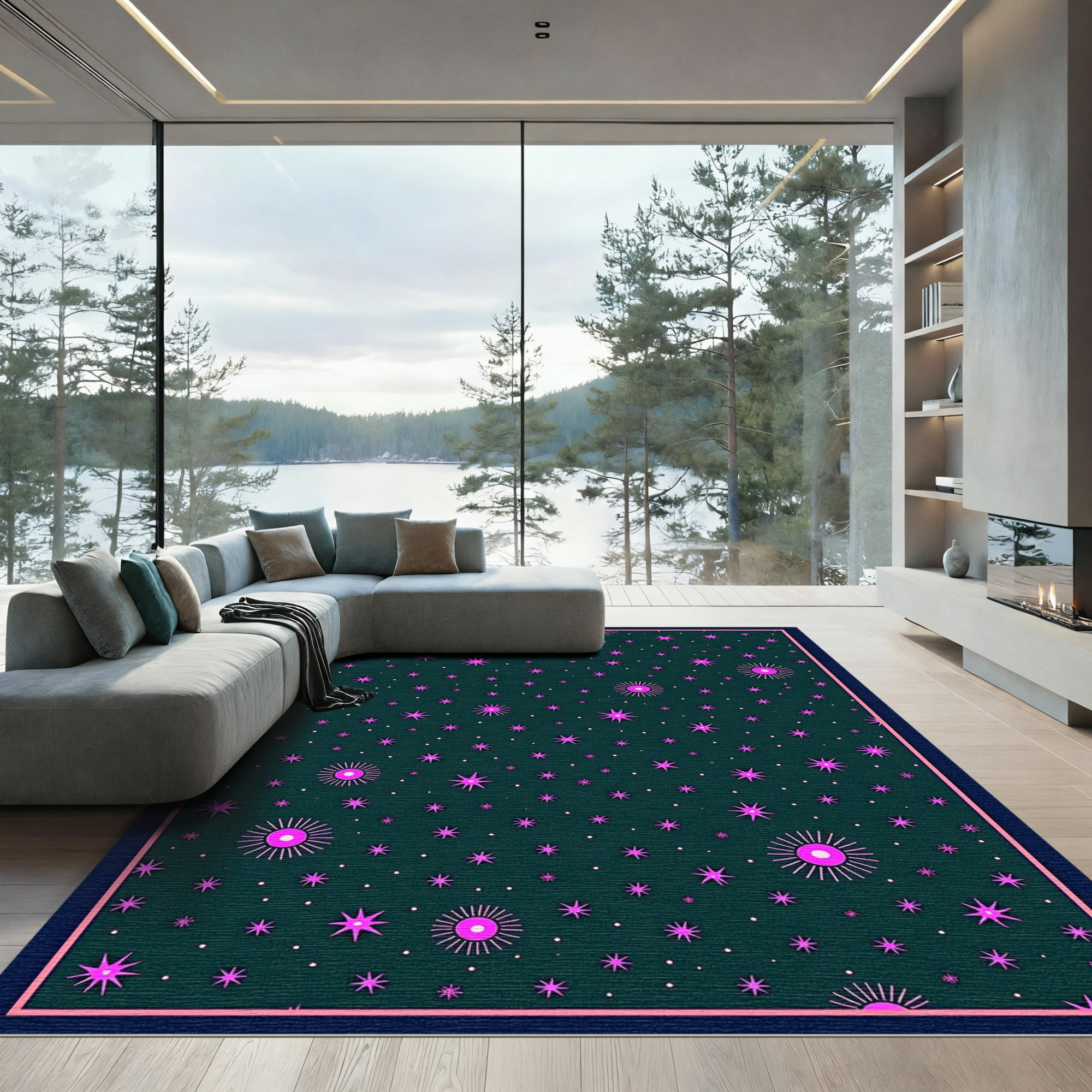 ODIKA 8x10 Machine Washable Non-Slip Area Rug, Celestial Constellation ...