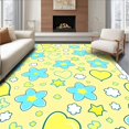 thumbnail image 1 of ODIKA 8x10 Machine Washable Non-Slip Area Rug, Celestial Daydream Sky with Interlocking Stars and Floating Balloons High Traffic Rug with Pad, Yellow, 528392, 1 of 8