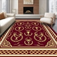 thumbnail image 1 of ODIKA 8'x10' Machine Washable Non-Slip Area Rug, Championship Trophy Mosaic with Laurel Wreaths High Traffic Rug, Red, 671757, 1 of 7