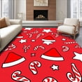 thumbnail image 1 of ODIKA 8'x10' Machine Washable Non-Slip Area Rug, Charming Christmas Icon Collage with Santa Hat Motif High Traffic Rug, Red, 627841, 1 of 7
