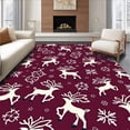 thumbnail image 1 of ODIKA 8'x10' Machine Washable Non-Slip Area Rug, Charming Festive Reindeer and Snowflake Interlocking Nordic Trio High Traffic Rug with Pad, Purple, 621801, 1 of 8