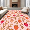 thumbnail image 1 of ODIKA 8'x10' Machine Washable Non-Slip Area Rug, Charming Fruit Meadow Interlocking High Traffic Rug with Pad, Pink, 708846, 1 of 8