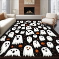 thumbnail image 1 of ODIKA 8'x10' Machine Washable Non-Slip Area Rug, Charming Ghostly Faces Tufted Non Slip for Festive Entryway High Traffic Rug with Pad, Black, 101275, 1 of 8