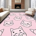 thumbnail image 1 of ODIKA 8'x10' Machine Washable Non-Slip Area Rug, Charming Kitty Whisker Doodle Sketch Design High Traffic Rug, Pink, 719077, 1 of 7