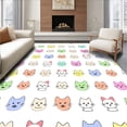 thumbnail image 1 of ODIKA 8'x10' Machine Washable Non-Slip Area Rug, Charming Retro Cat Illustration with Checkerboard Background and Pastel Hues High Traffic Rug, Yellow, 724870, 1 of 7