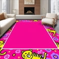 thumbnail image 1 of ODIKA 8'x10' Machine Washable Non-Slip Area Rug, Cheerful Cartoon Tigers Surrounded by Stylized Floral and Dots High Traffic Rug, Pink, 723534, 1 of 7