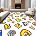 thumbnail image 1 of ODIKA 8'x10' Machine Washable Non-Slip Area Rug, Circus Parade Alphabet Boasting Cheerful Iconic Figure Illustrations High Traffic Rug, Yellow, 692051, 1 of 7