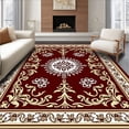 thumbnail image 1 of ODIKA 8'x10' Machine Washable Non-Slip Area Rug, Classic Baroque Damask Scrollwork Ornamental Decorative High Traffic Rug with Pad, Burgundy, 614540, 1 of 8