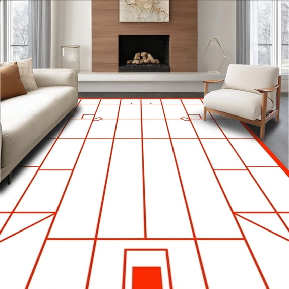 ODIKA 8'x10' Machine Washable Non-Slip Area Rug, Classic Baseball Field Inspired Interlocking Grid Patch High Traffic Rug, Red, 676040