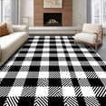 thumbnail image 1 of ODIKA 8'x10' Machine Washable Non-Slip Area Rug, Classic Buffalo Plaid Checkered Lattice Grid Modern Contemporary Design High Traffic Rug, Black, 454875, 1 of 7