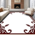 thumbnail image 1 of ODIKA 8'x10' Machine Washable Non-Slip Area Rug, Classic Damask With Elegant Curvilinear Flourishes High Traffic Rug, Brown, 718457, 1 of 7
