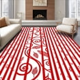 thumbnail image 1 of ODIKA 8'x10' Machine Washable Non-Slip Area Rug, Classic Holiday Leaf and Stripe Semi Circle with Seasonal Flair High Traffic Rug, Red, 612816, 1 of 7